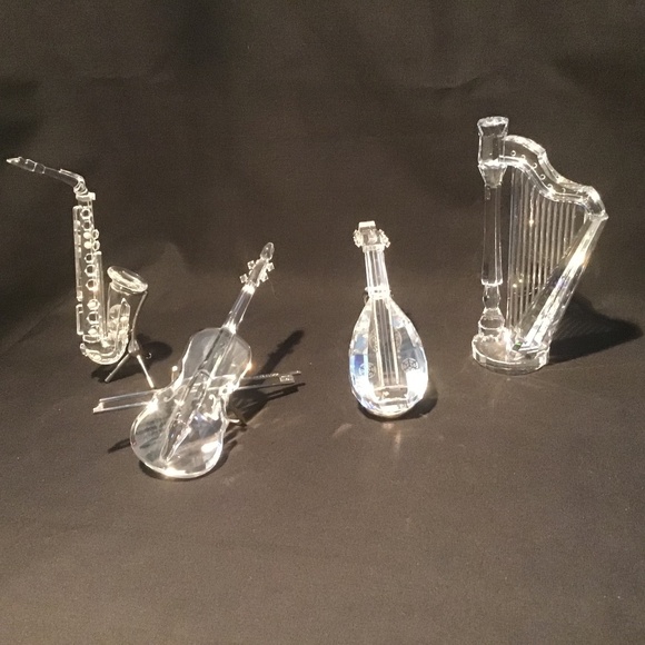 Swarovski Crystal Musical Instruments - HARP, VIOLIN, SAXOPHONE, LUTE - W/Boxes - Picture 2 of 11